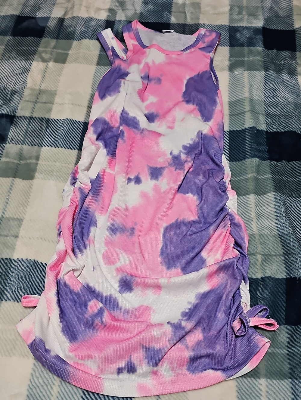 Girls' Pink & Purple Tie-Dye Sleeveless One-Piece Dress